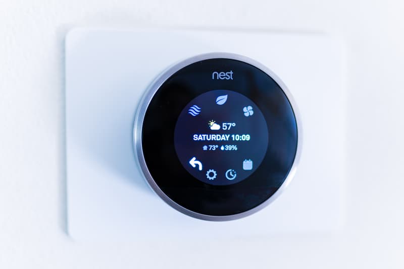 goolge nest thermo 2 Google Nest Thermostat on a wall