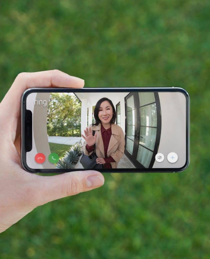 A Ring doorbell streaming video to a phone